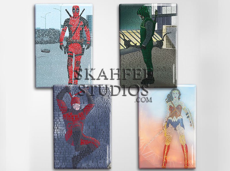 Superheroes Art Magnet Set - Click Image to Close