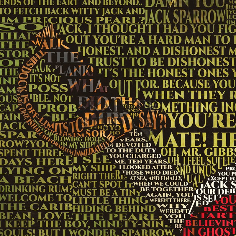 Pirates of the Caribbean Word Art Print - Click Image to Close